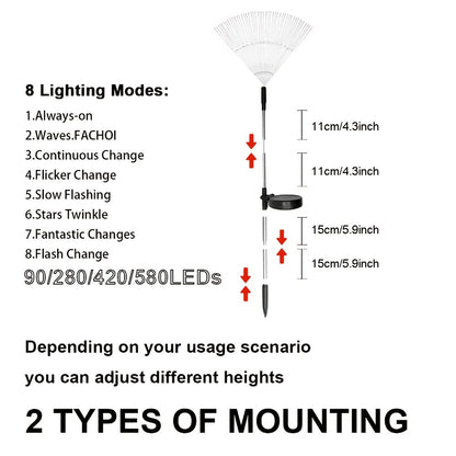 Solar Firework Lights Outdoor Smart Sensor 8 Modes – 90 280 420 520 LED Garden Starburst Lights for Patio Walkway Pathway Party Wedding Warm White Multicolor 1 4 6 8 12 Pack