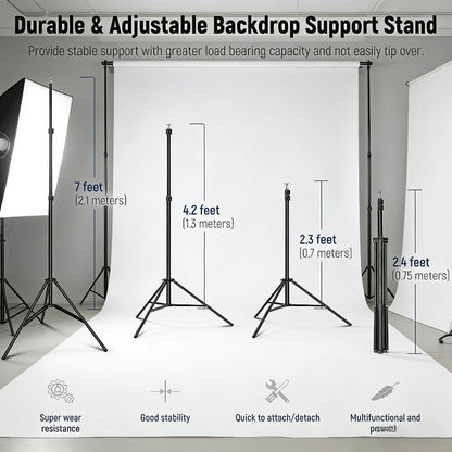 Backdrop Stand 10x7Ft Adjustable Photo Studio Background Support Kit with 4 Crossbars 4 Clamps Carry Bag for Parties Events Weddings Decoration Photography SH