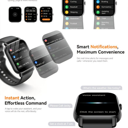 Smart Watch with Remote Photo Control & HD Voice Calling, Large Screen Unisex Smartwatch, Message Notifications, Multiple Sport Modes, Heart Rate Sleep Tracker, Compatible with iPhone & Android – Black Pink Silver Gold 5 Colors