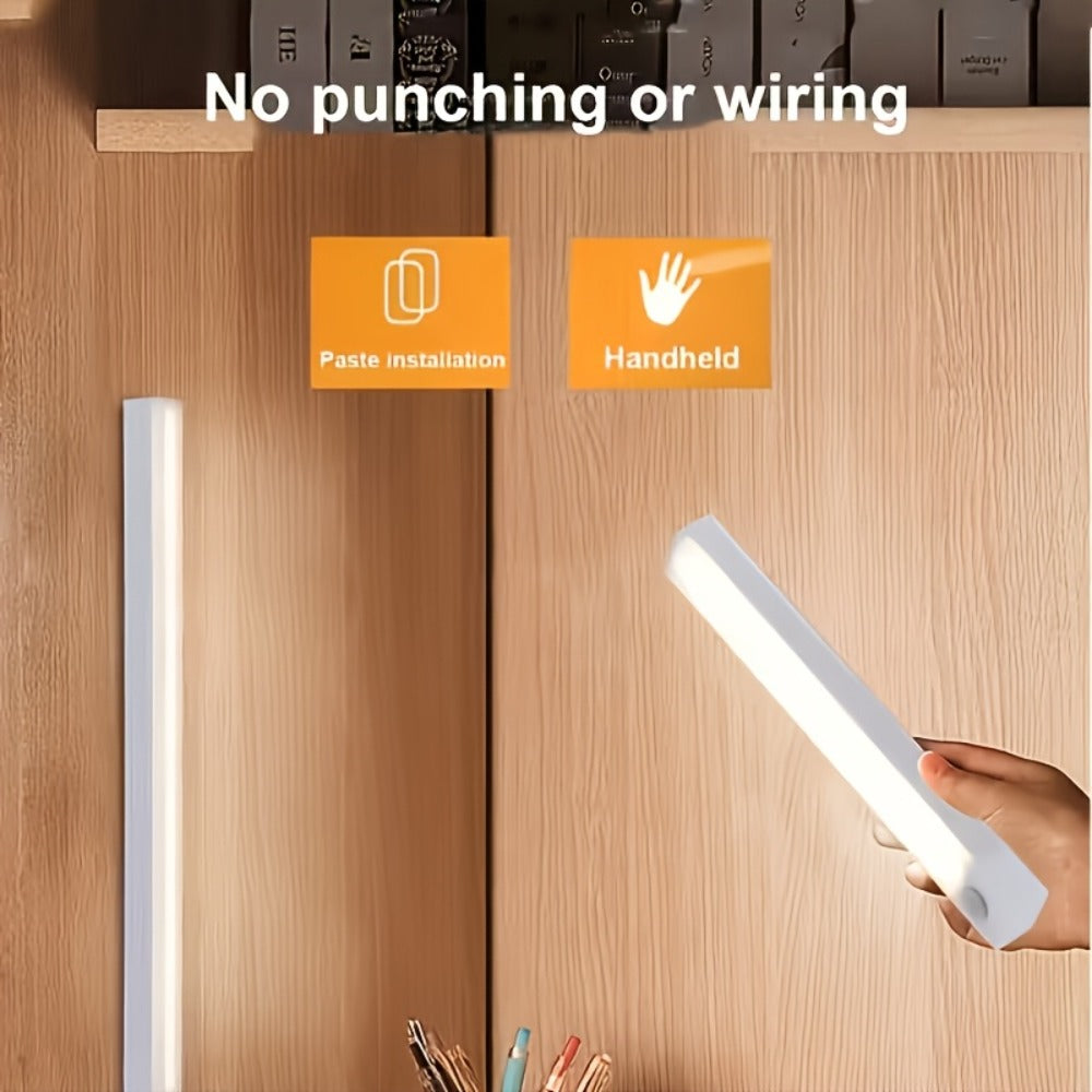 Rechargeable Motion Sensor LED Night Light 6 Pack - 400mAh USB, 3 Brightness Levels, Wireless Stick-On Bar for Cabinet, Stair, Bedroom, Kitchen & Hallway (3.94" / 7.87" / 11.8", 3 or 6 Pack)