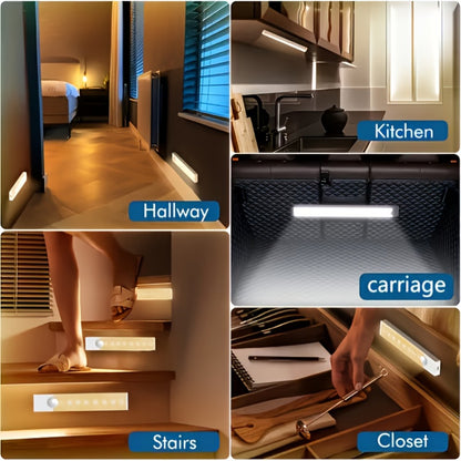 Motion Sensor Cabinet Light 6 Pack - USB-C Rechargeable LED Under Cabinet Lighting, 3 Modes Wireless Night Light with Magnetic Mount for Kitchen Closet Hallway Stairs Bedroom