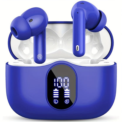 Bluetooth 5.3 Wireless Earbuds with Noise Cancelling Mic & LED Display, Deep Bass Stereo in-Ear Headphones, 36H Playback, Compatible with iPhone Android Laptop Tablet for Sports Gym Travel