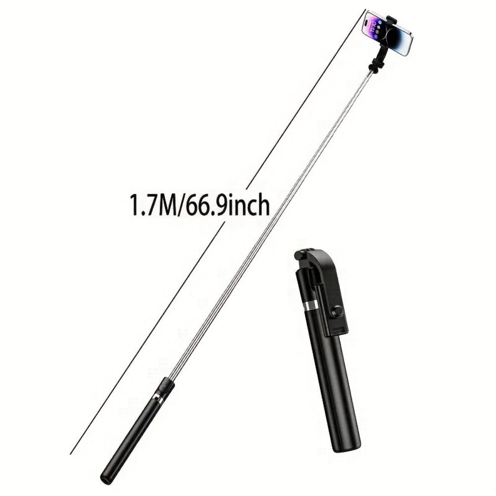 68 Inch Live Streaming Tripod Floor Standing with Wireless Remote – Retractable Selfie Stick, 360° Rotation, Anti-Shake Stable Phone Stand for Travel Vlogs, Outdoor Streaming, iPhone & Android