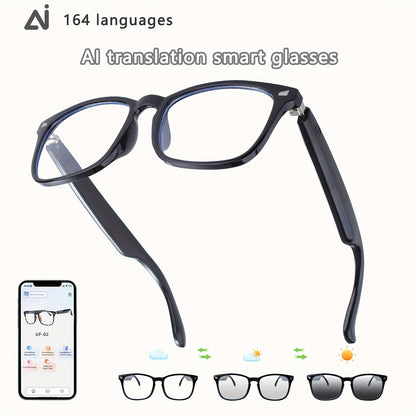 ChatGPT AI Translation Glasses with 160-Language Real-Time Translation, Photochromic Lenses, HiFi Audio & HD Calls – 19 Frame Styles, Unisex Smart Eyewear for Travel & Business