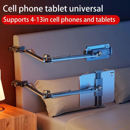 Long Arm Tablet Stand Phone Holder Flexible Gooseneck Desk Mount Bedside Tabletop Lazy Bracket 360 Rotation Compatible with iPad iPhone Samsung Smartphones Tablets Universal