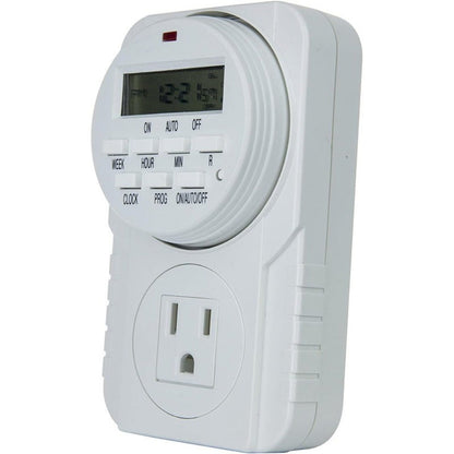 7-Day Heavy Duty Digital Programmable Timer with Dual Outlet - 24 Hour Indoor Electric Timer for Hydroponics, Lamp, Light, Fan, 120V 60Hz, Two Outlet Weekly Scheduling Timer Switch