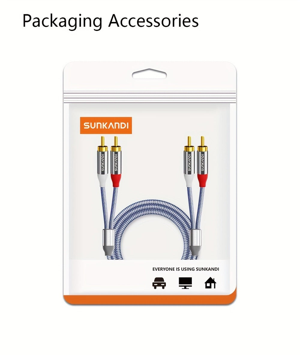 Gold-Plated 2RCA to 2RCA Stereo Audio Cable High-Fidelity Sound for Home Theater HDTV Gaming Consoles Hi-Fi Systems Amplifiers DVD Players Stylish Gold Connectors Lossless Audio Transmission
