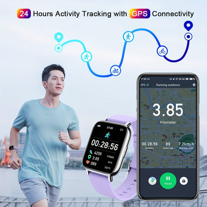 1.69 Inch Big Screen Smartwatch 100 Sport Modes Sleep Monitor Heart Rate Pedometer Fitness Tracker Compatible with Android iOS Unisex Men Women 7 Colors Off White Grey Black Pink Dark Blue Azure Purple