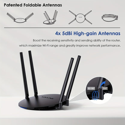 WAVLINK AC1200 WiFi Router 3-in-1 Dual Band 1200Mbps - 4x5dBi Antennas, Gigabit WAN LAN, Router Access Point Repeater Mode, Covers 1500 Sq Ft, Supports 128 Devices, WPA2 Security, Easy WPS Setup