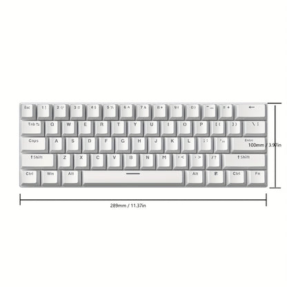 Blue Switch RGB Mechanical Keyboard 60% Layout – 61 Keys Ultra-Compact Wired Tenkeyless Design for PC, Laptop & Mac | Clicky Tactile Gaming & Typing Keyboard | Black & White Color Options