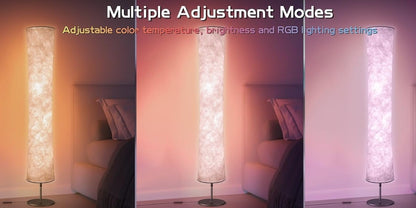 RGB Smart Floor Lamp 16 Million Colors – Music Sync, App & Remote Control, Scene Modes, White Fabric Shade Standing Lamp for Living Room, Bedroom & Gaming Room | 1 & 2 Pack