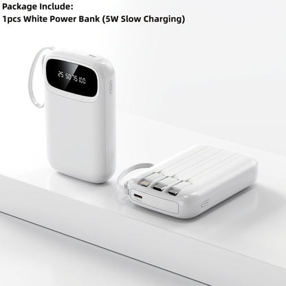 Portable Charger 10000mAh with Built-In 3 Cables Lightning USB-C Micro-USB 22.5W Super Fast Charging Cute Cartoon Mini Power Bank for iPhone Android Travel Backup Battery – Purple Black Red White