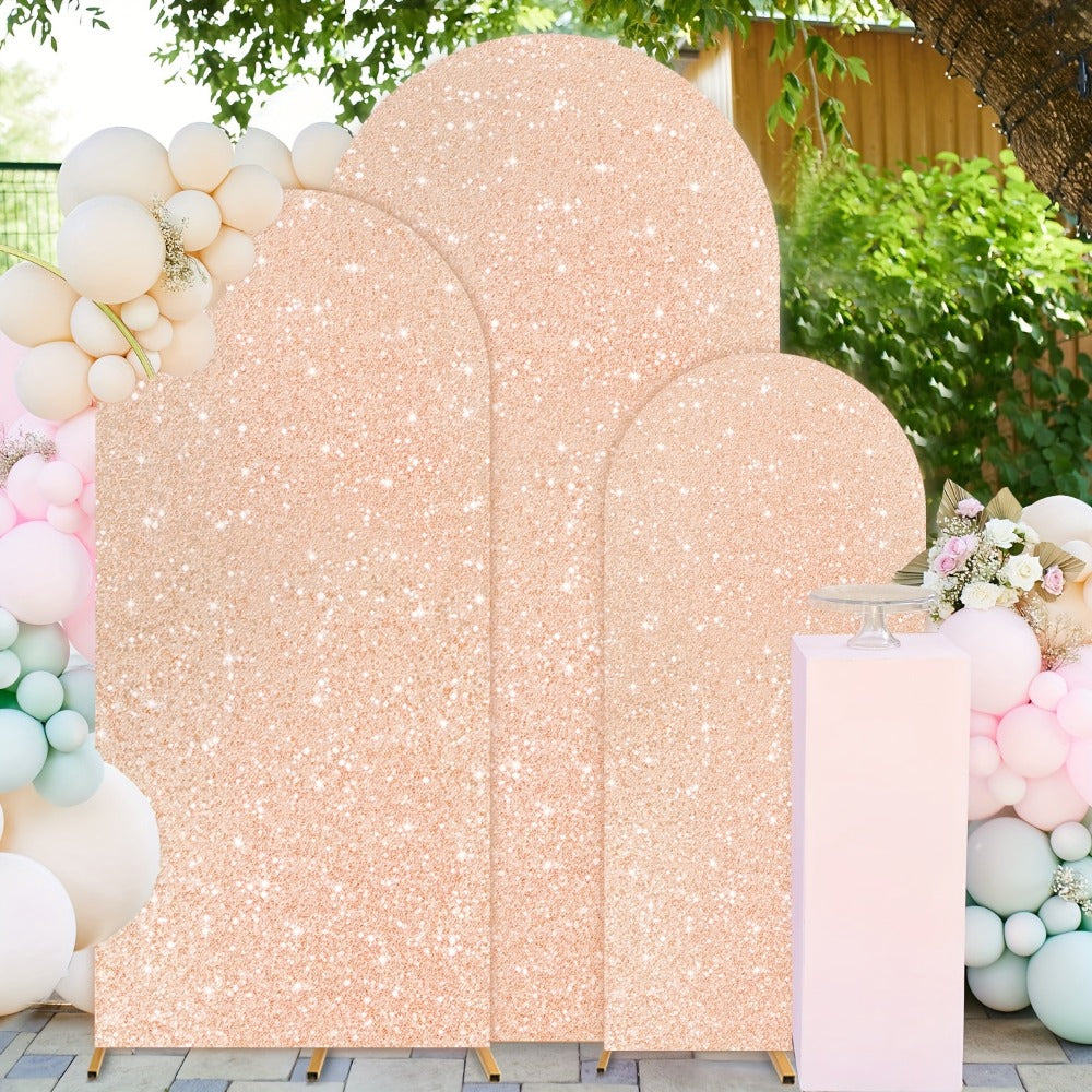 Sequin Wedding Arch Cover Set 3pcs – 6ft 6.6ft 7.2ft Metallic Spandex Payette Glitter Arch Backdrop Cover for Wedding Ceremony, Birthday Party, Bridal Shower & Event Decoration | Fits Most Arch Stands