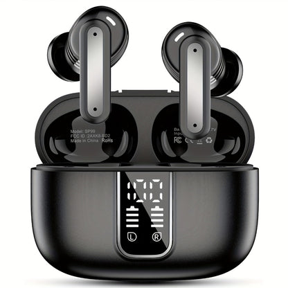 ENC Sports Wireless Earbuds ANKRIYUL Stereo Headphones Environmental Noise Cancellation Charging Case Compatible Smartphone Laptop TV Music Calls Earphones Black