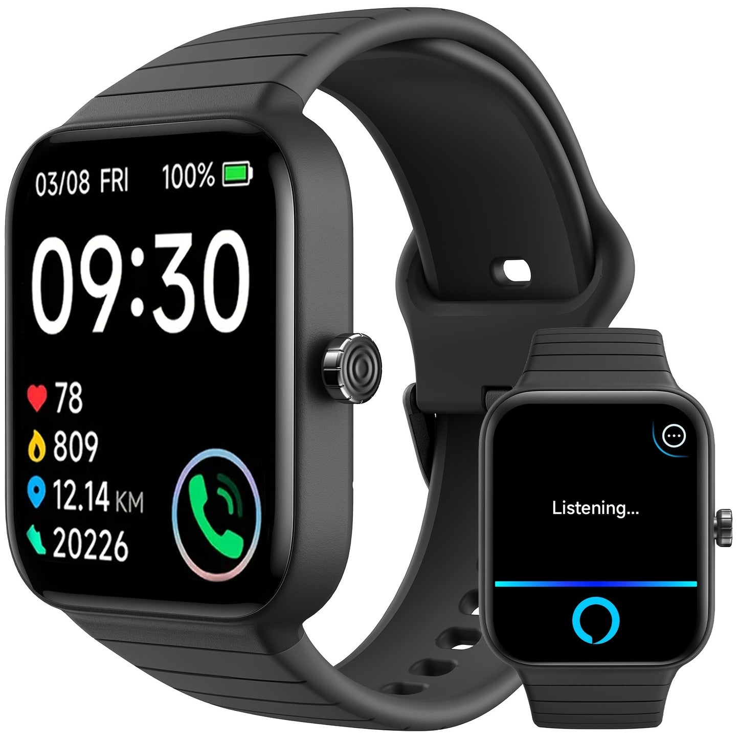 Fitness Tracker Smartwatch with Alexa Built-in FAWEIO 1.95" Large Display, Wireless Calling, 100+ Sport Modes, Pedometer Heart Rate Sleep Blood Oxygen, Compatible with iPhone & Android – Smart Watch for Men Women 11 Colors