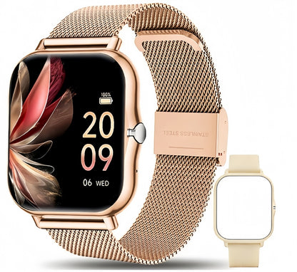 Calling Smartwatch for Men Women Heart Rate Monitor Sleep Tracker Multiple Sport Modes Music Control Weather IP67 Waterproof Magnetic Charging Android iPhone Compatible – Black Pink Silver Gold