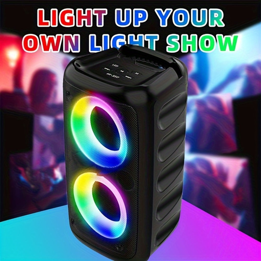 Wireless Bluetooth Speaker with Color LED Lights, MOKiN KTS-1265 Portable Party Speaker, Bass Boost, FM Radio, TF Card, USB, Type-C, Lightweight for Outdoor Travel Home Parties