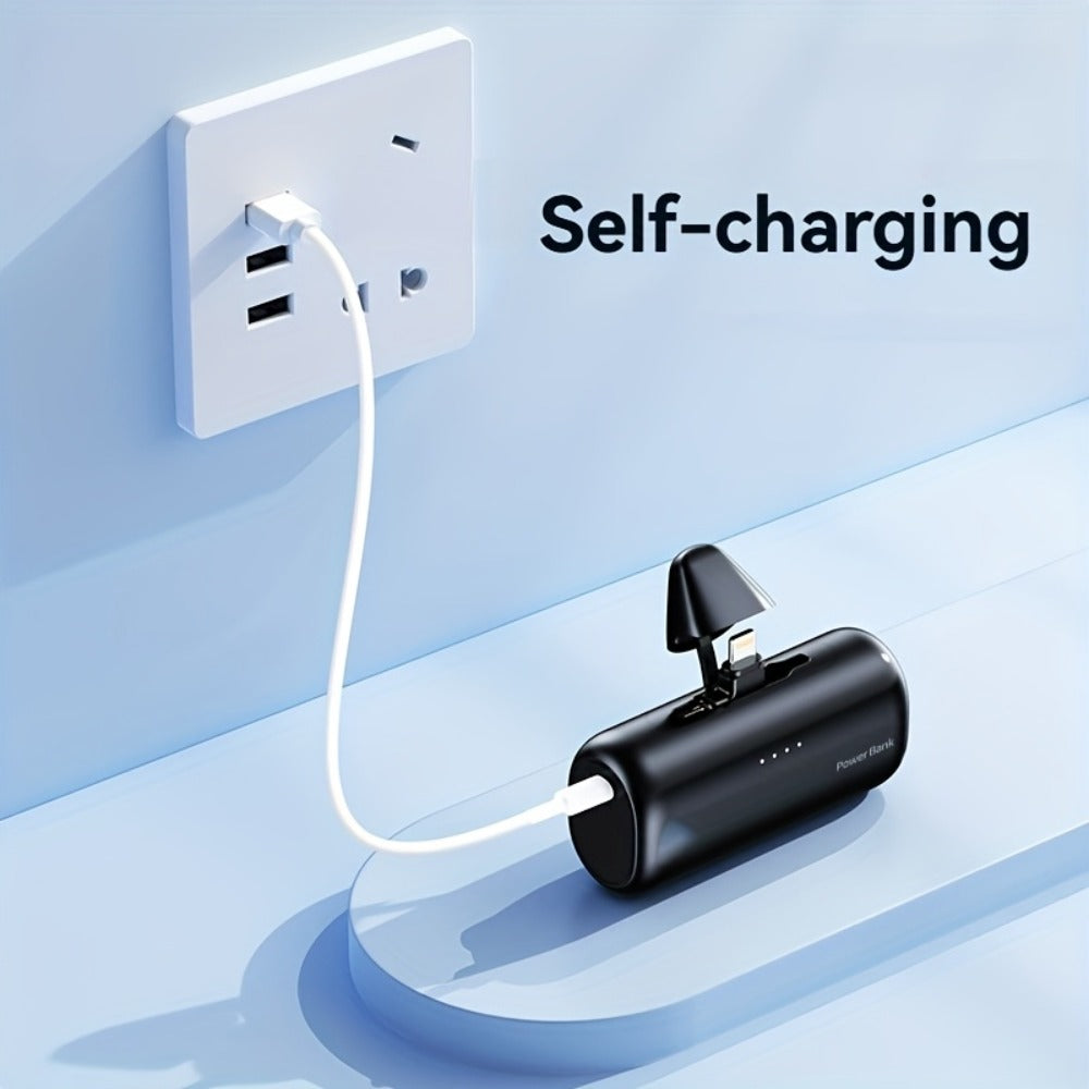 5000mAh Portable Charger with Built-In 2-in-1 Lightning & USB-C Connector - Slim Mini Power Bank 18.5W Fast Charging Compatible with iPhone 17 16 15 14 13 12 11 Samsung Android