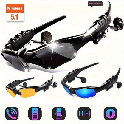 Open Ear Bluetooth Audio Glasses with Built-In Earbuds – Wireless Smart Sunglasses for Music & Hands-Free Calls, Anti-Glare Lenses, Driving Sports Outdoor, Unisex | 7 Colors