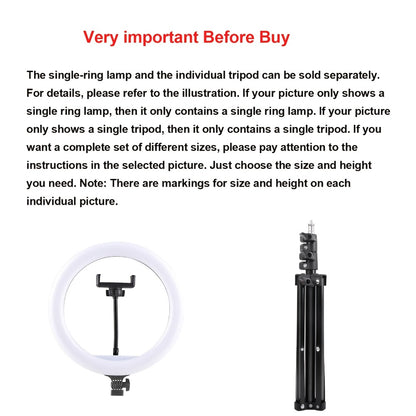 Desk Tripod Ring Light 10 12 Inch with Phone Stand, Adjustable Height 15 to 43 Inches, Dimmable LED Circular Light for Selfie Photography, Makeup, YouTube, TikTok & Live Streaming