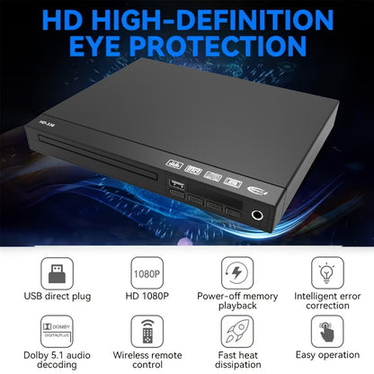 Dual Output HDMI DVD Player for Home TV 1080P – Region Free Mini DVD Player with USB Port, HDMI & RCA Output, Plays DVD VCD CD MP3 JPEG, Remote Control + HDMI & RCA Cables Included, Black