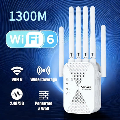 CP3600 WiFi Repeater Signal Booster 2.4GHz Wide Coverage, One-Button WPS Setup, Flexible Antenna Rotation, Adjustable Signal Strength, CISA Certified, Enhanced Stability for Home Office Apartment