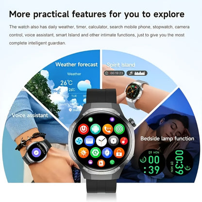 Hexagonal Bezel Smartwatch for Men HD TFT Display 150+ Sports Modes AI Voice Control 100+ Watch Faces Wireless Calling Weather Forecast Activity Tracker Compatible with Android iOS – Black Silver