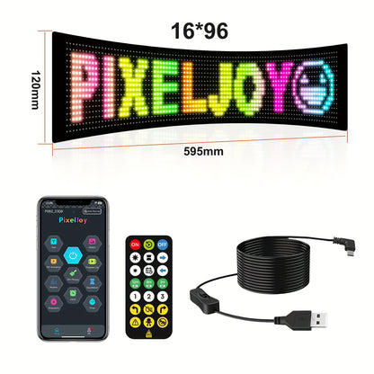 Flexible LED Matrix Screen Display DIY Text Picture & GIF – App & Remote Control, 5V USB Powered | 16x32 to 16x144 | Car, Store, Bike, Event & Holiday Signage
