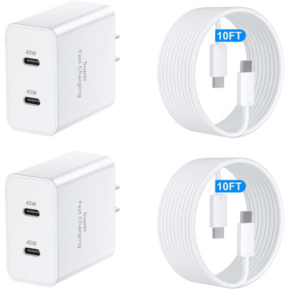 45W Samsung Super Fast Charger USB-C Dual Port Android Fast Charging Block with 10FT Long USB-C Cable for Samsung Galaxy S25 Ultra S25+ S24 Ultra S24 S23 A55 A35 – Purple