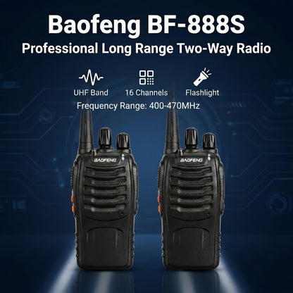 Baofeng UHF Walkie Talkies 16CH 5W – 2/4/6/8/10/12 Pack Two-Way Radios, USB Rechargeable 1500mAh Battery, LCD Display, Hi-Fi Sound, for Outdoor Sports, Hiking, Camping & Emergency Communication