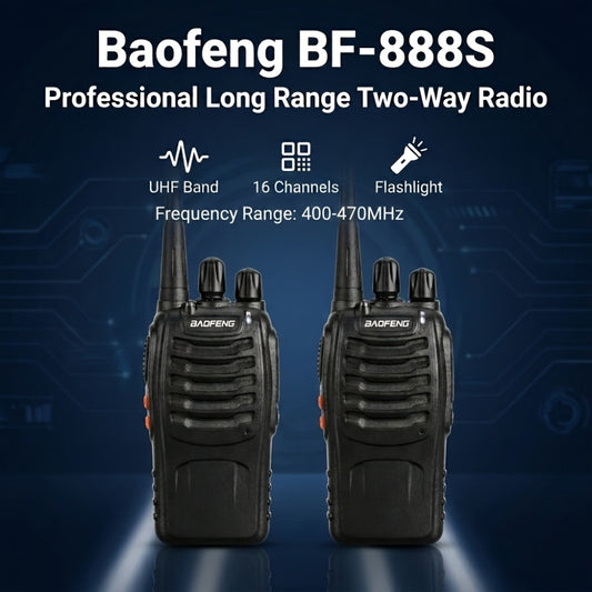Baofeng UHF Walkie Talkies 16CH 5W – 2/4/6/8/10/12 Pack Two-Way Radios, USB Rechargeable 1500mAh Battery, LCD Display, Hi-Fi Sound, for Outdoor Sports, Hiking, Camping & Emergency Communication