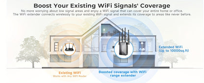 Ethernet Port WiFi Booster 1200Mbps Dual Band 5GHz & 2.4GHz, Up to 89% Faster WiFi Extender, 2026 Latest Upgraded Internet Signal Repeater for Gaming Smart TV Remote Work Large Home, Black