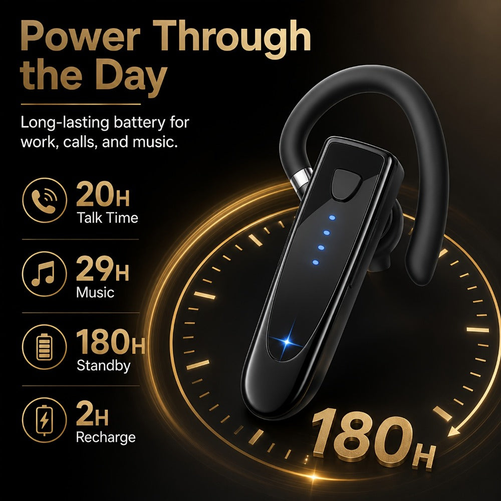Trucker Bluetooth Headset 29H Playtime 180H Standby, Handsfree Earpiece with Mic Dual Device Connection, Wireless Headset for Driver Office Compatible with iPhone Android Samsung Laptop