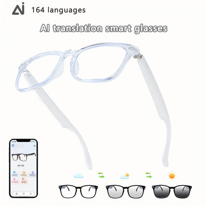 ChatGPT AI Translation Glasses with 160-Language Real-Time Translation, Photochromic Lenses, HiFi Audio & HD Calls – 19 Frame Styles, Unisex Smart Eyewear for Travel & Business