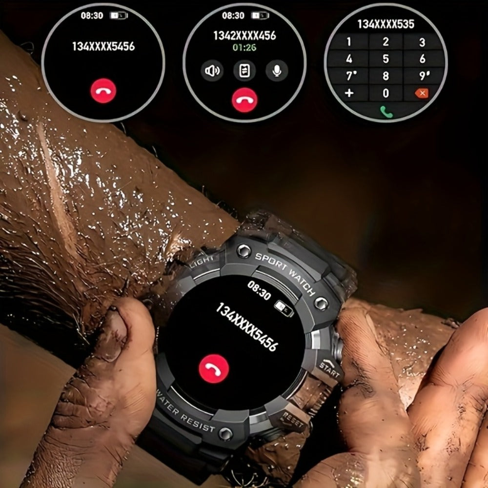 Tactical Smartwatch for Men, LED Flashlight & SOS Emergency, 1.32" TFT Screen, Bluetooth Calling, 100+ Sport Modes, Heart Rate SpO2 Sleep Tracker, Camouflage & Matte Colors – iPhone & Android Compatible