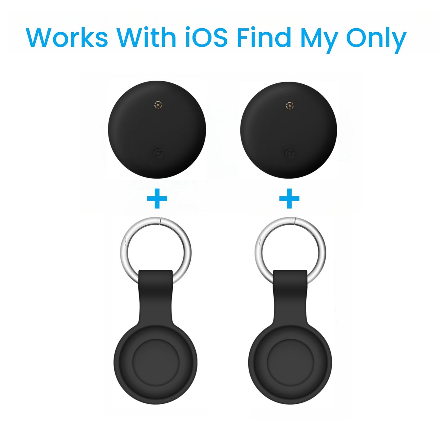 Apple Find My Tracker 2 Pack AirTag-Size Bluetooth Key Finder with Keychain Holder – Anti-Lost Locator for Keys Pets Bags Luggage, 1-Year CR2032 Battery, iOS Smart Tag, Tech Gift for iPhone Users