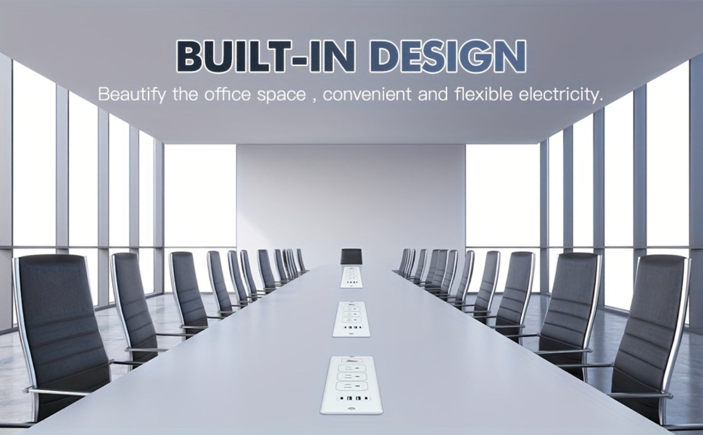 Recessed Power Strip In-Desk Embedded Socket 7-in-1, 3 AC Outlets & 4 USB Ports, Slim Space-Saving Design, 6ft Extension Cord, Countertop Power Station for Home Office Hotel Conference Room – BOCHLION BKL-U58