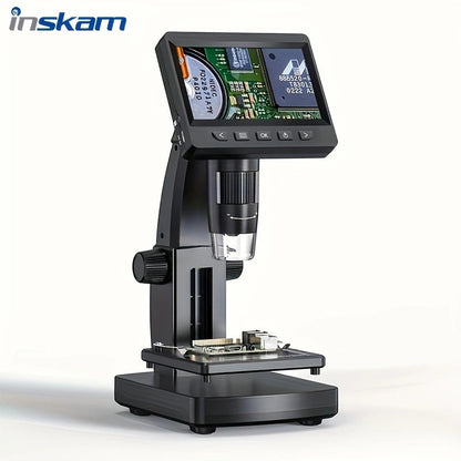 4.3 Inch Screen Digital Microscope 1000X Magnification – INSKAM Ultra Clear LCD Coin Microscope for Biological Observation, Insect, Plant, Industrial Inspection, Knitwear Testing & Educational Research