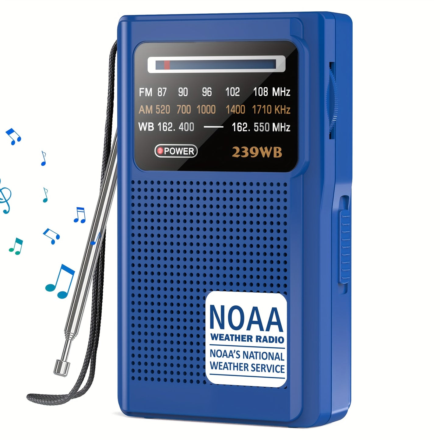 NOAA Weather Radio AM FM Battery Operated – 2 AA Transistor Radio Best Reception, Stereo Earphone Jack, USB Charging, Portable Emergency Radio for Hurricane, Winter Storm, Running, Walking & Home