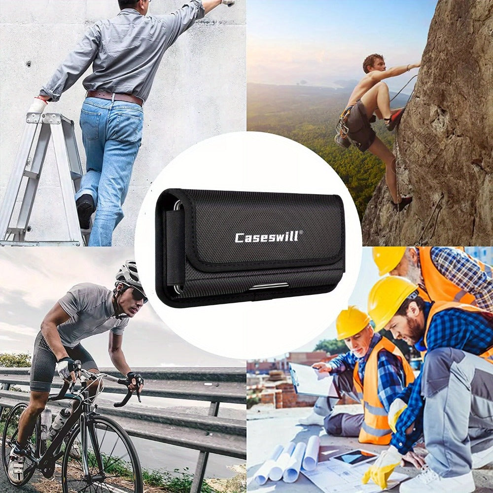 Heavy Duty iPhone Belt Clip Holster Case with Card Holder Rotating Clip Secure Snap Closure Durable Pouch for iPhone 17 Pro Max 17 Pro 17 Air 16E Plus Series – Men Outdoor Work Carry
