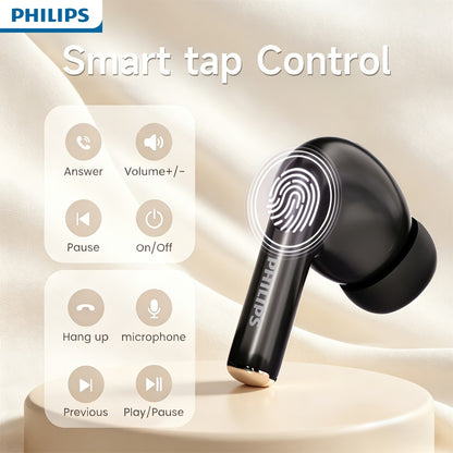 Philips Bluetooth 6.0 Semi-Open Back Wireless Earbuds, Ultra-Long Battery Life Noise Cancelling Rechargeable Lithium, Comfortable Sleek Design for Sports Gaming Universal Phone Compatible iPhone Android