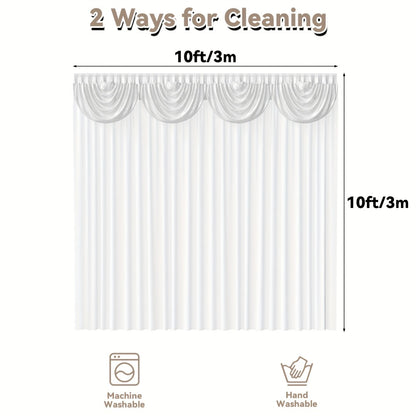 White Silk Wedding Backdrop Curtains 10x10ft – 1 Pack Luxurious Smooth Drapes for Wedding, Birthday, Bridal Shower, Party, Photography Background & Valentine's Day Event Decoration