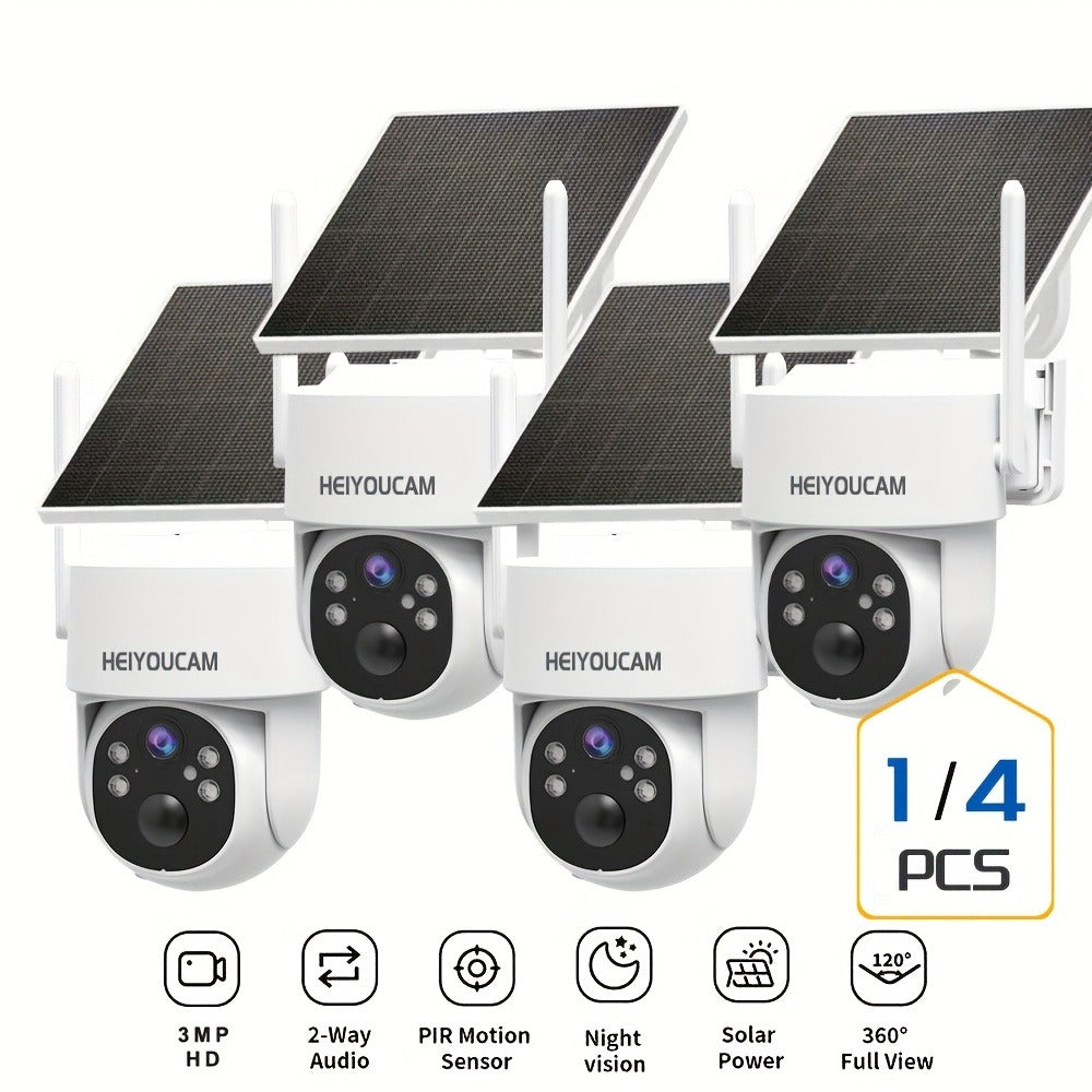 360° Solar PTZ Outdoor Security Camera 3MP, AI Human Auto-Tracking, Smart Siren Alarm, Spotlight Color Night Vision, Two-Way Audio, Weatherproof WiFi – Wire-Free Solar CCTV with Active Deterrent