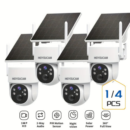 360° Solar PTZ Outdoor Security Camera 3MP, AI Human Auto-Tracking, Smart Siren Alarm, Spotlight Color Night Vision, Two-Way Audio, Weatherproof WiFi – Wire-Free Solar CCTV with Active Deterrent