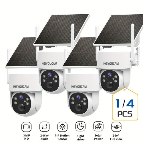 360° Solar PTZ Outdoor Security Camera 3MP, AI Human Auto-Tracking, Smart Siren Alarm, Spotlight Color Night Vision, Two-Way Audio, Weatherproof WiFi – Wire-Free Solar CCTV with Active Deterrent