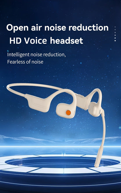 Open-Air Conduction Wireless Business Earphones Dual ENC Noise Canceling Microphones 10H Playtime for Calls Work Driving Online Meetings Outdoor Cycling Cream Black