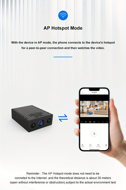 Mini Security Camera No WiFi No Internet Needed, Full HD 1080P Wireless Indoor Camera Built-In AP Hotspot, Night Vision, Motion Detection, Voice Recording, Cloud Storage – Home Garage Baby Pet Monitor