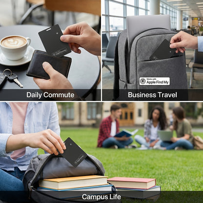 Apple Find My Wallet Tracker Card – Ultra-Thin Rechargeable Bluetooth Tracker | 105dB Alert, Wireless Qi Charging, Left-Behind Alerts & Siri Support