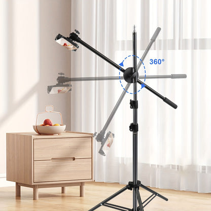 62 Inch Overhead Phone Tripod with Travel Bag – Adjustable Top-Down Bird Eye View Phone Holder & Desktop Stand for Cooking Tutorials, Drawing, Online Teaching, Live Streaming & Flat Lay Photography