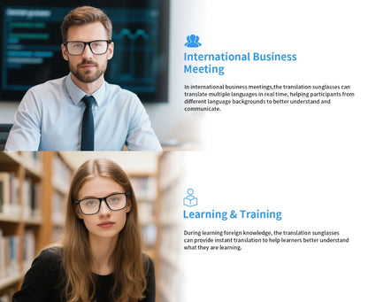 ChatGPT AI Translation Glasses with 160-Language Real-Time Translation, Photochromic Lenses, HiFi Audio & HD Calls – 19 Frame Styles, Unisex Smart Eyewear for Travel & Business